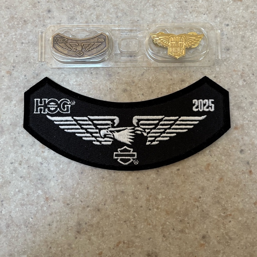 Harley Owners Group 2025 Black Patch and Pins Set